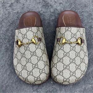 Gucci Beige Monogram Clogs